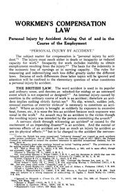 Cover of: Workmen's compensation law "personal injury by accident arising out of and in the course of the employment,"