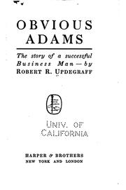 Cover of: Obvious Adams: the story of a successful businessman