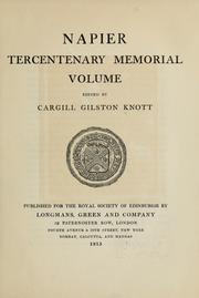 Cover of: Napier tercentenary memorial volume