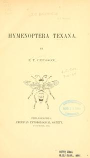 Cover of: Hymenoptera texana.