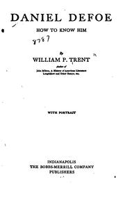 Cover of: Daniel Defoe | William Peterfield Trent