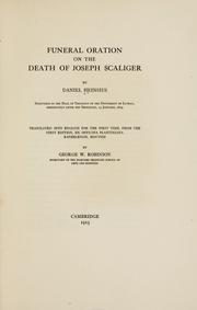 Cover of: Funeral oration on the death of Joseph Scaliger