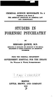 Cover of: Studies in forensic psychiatry