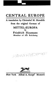 Cover of: Central Europe by Friedrich Naumann