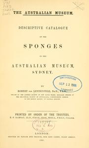 Cover of: Descriptive catalogue of the sponges in the Australian Museum, Sydney by Australian Museum