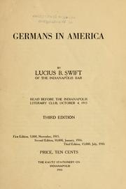 Germans in America by Lucius B. Swift