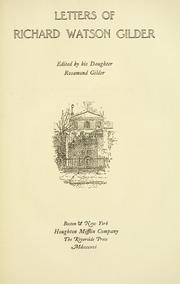 Cover of: Letters of Richard Watson Gilder