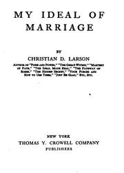 Cover of: My ideal of marriage