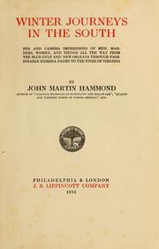 Cover of: Winter journeys in the South by John Martin Hammond