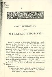 Cover of: Eight generations from William Thorne of Dorsetshire, England, and Lynn Mass. by Joseph Steward Middleton