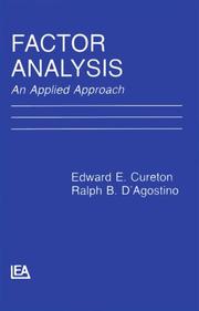 Factor analysis by Edward Eugene Cureton, Edward E. Cureton, Ralph B. D'Agostino