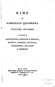 Cover of: Rime di Gabriello Chiabrera. by Gabriello Chiabrera