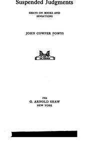 Suspended judgments by John Cowper Powys