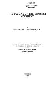 Cover of: The decline of the Chartist movement. by Preston W. Slosson, Preston W. Slosson