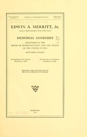 Cover of: Edwin A. Merritt, Jr. (late a representative from New York) by United States. 63rd Congress, 3d session
