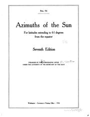 Cover of: Azimuths of the sun for latitudes extending to 61 degrees from the equator.