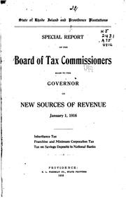 Special report of the Board of tax commissioners by Rhode Island. Board of Tax Commissioners.