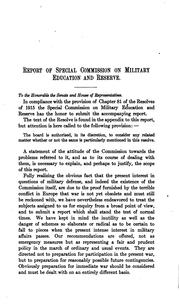 Cover of: Report of the Special Commission on Military Education and Reserve. December, 1915.