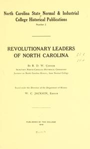 Cover of: Revolutionary leaders of North Carolina by Robert Digges Wimberly Connor