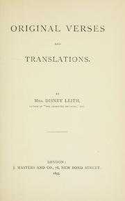 Cover of: Original verse and translations.