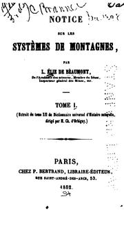 Cover of: Notice sur les systèmes de montagues