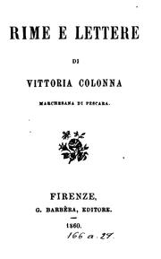 Cover of: Rime e lettere di Vittoria Colonna.