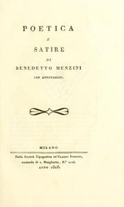 Cover of: Poetica e satire di Benedetto Menzini