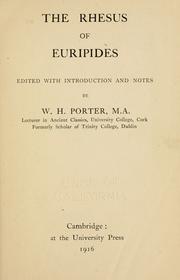 Cover of: The Rhesus of Euripides