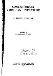 Cover of: Contemporary American literature: a study outline