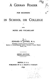 Cover of: A German reader for beginners in school or college by Edward Southey Joynes