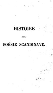Cover of: Histoire de la poésie scandinave.: Prolégomènes.