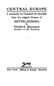 Cover of: Central Europe by Friedrich Naumann