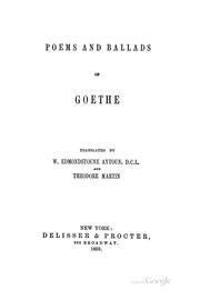 Cover of: Poems and ballads of Goethe