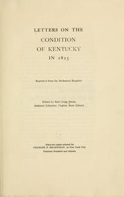 Cover of: Letters on the condition of Kentucky in 1825