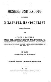 Cover of: Genesis und Exodus nach der Milstäter Handschrift by Joseph Diemer