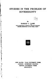Cover of: Studies in the problem of sovereignty by Harold Joseph Laski