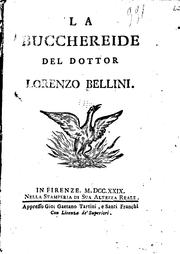 Cover of: La bucchereide del dotter Lorenzo Bellini.