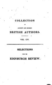 Cover of: Selections from the Edinburgh review: comprising the best articles in that journal, from its commencement to the present time