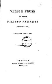 Cover of: Opere in versi e in prosa del dottor Filippo Pananti.