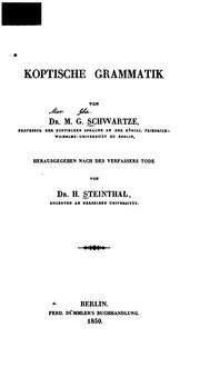 Cover of: Koptische Grammatik by Moritz Gotthilf Schwartze