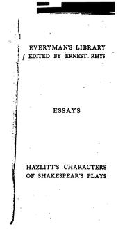 Cover of: Characters of Shakespear's plays.