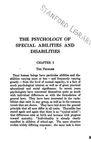The Psychology Of Special Abilities And Disabilities by Augusta F. Bronner