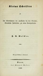 Cover of: Kleine schriften by Friedrich Gottlieb Welcker