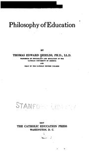 Cover of: Philosophy of education by Thomas Edward Shields