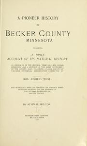 Cover of: A pioneer history of Becker County, Minnesota by Alvin H. Wilcox