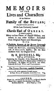 Memoirs of the lives and characters of the illustrious family of the Boyles by Eustace Budgell
