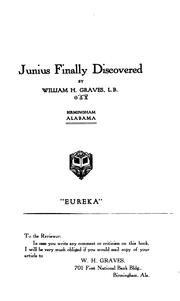 Cover of: Junius finally discovered by Graves, William H.