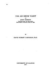 Cover of: The Ad Deum vadit of Jean Gerson
