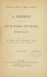 Cover of: Reliance on God, our hope of victory.: A sermon preached on the day of fasting and prayer, September 26th, 1861.