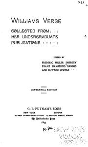 Cover of: Williams verse collected from her undergraduate publications